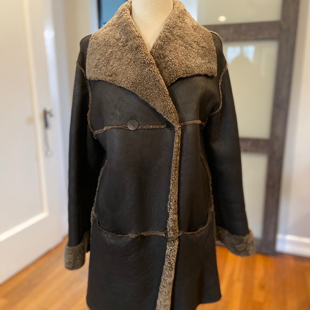 Hilary Radley Leather Shearling Jacket. Size S - Picture 6 of 7